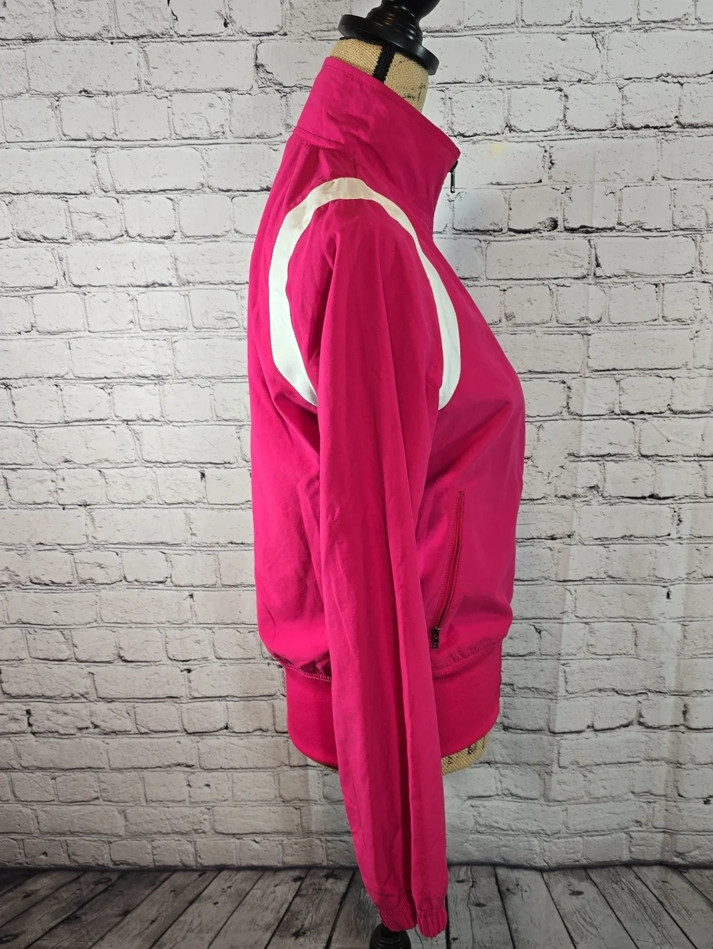 Nike Women's Hot Pink Track Jacket with White Panels Size M